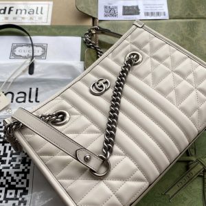 3-Gucci GG Marmont Small Tote Bag White Matelasses For Women 10.4in/26.5cm GG  - 2799-220