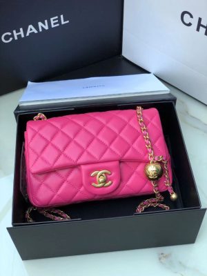 chanel flap bag with cc ball on strap pink for women womens handbags shoulder and crossbody bags 78in20cm as1787 2799 230