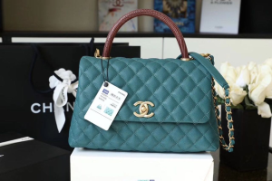 Chanel Large Flap Bag With Top Handle Teal For Women, Women’s Handbags, Shoulder And Crossbody Bags 11in/28cm A92991  - 2799-231