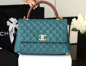 1-Chanel Large Flap Bag With Top Handle Teal For Women, Women’s Handbags, Shoulder And Crossbody Bags 11in/28cm A92991  - 2799-231