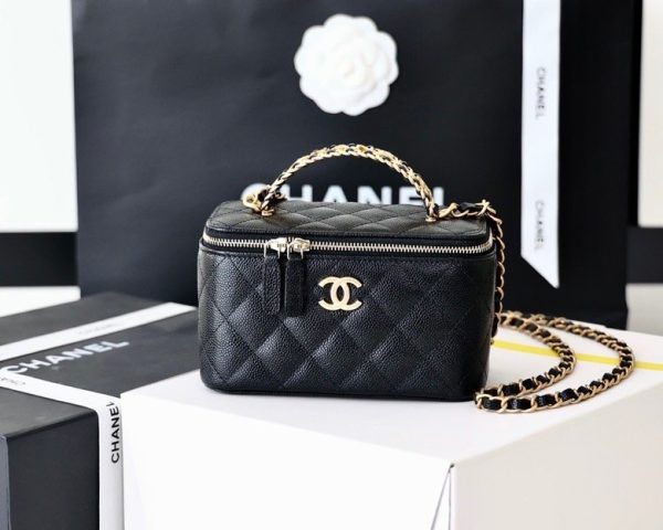 3 chanel flats small vanity case black for women 67in17cm as3171 2799 238