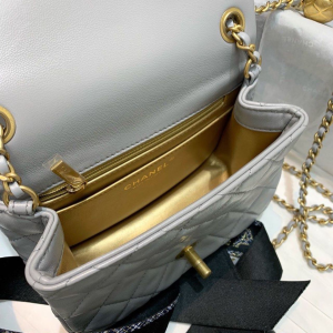 4 chanel classic flap with charm chain with cc details on strap bag 17cm7inch gold hardware grey 2799 253