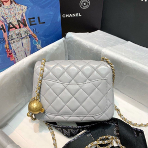 13 chanel classic flap with charm chain with cc details on strap bag 17cm7inch gold hardware grey 2799 253