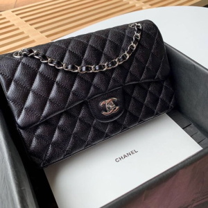 Chanel Classic Handbag Silver Hardware Black For Women, Women’s Bags, Shoulder And Crossbody Bags 10.2in/26cm A01112  - 2799-255