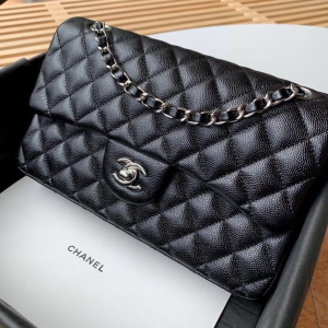 2-Chanel Classic Handbag Silver Hardware Black For Women, Women’s Bags, Shoulder And Crossbody Bags 10.2in/26cm A01112  - 2799-255