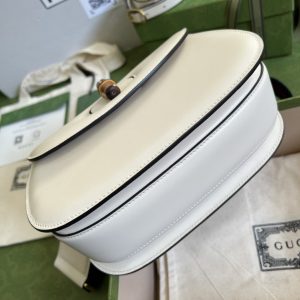 1-Gucci Bamboo 1947 Small Top Handle Bag White For Women 8.3in/21cm GG 675797 10ODT 8454  - 2799-256
