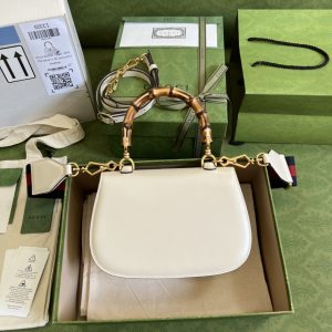 4-Gucci Bamboo 1947 Small Top Handle Bag White For Women 8.3in/21cm GG 675797 10ODT 8454  - 2799-256