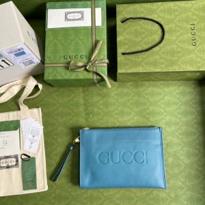 gucci clutch with gucci logo blue for men 12in31cm gg 2799 257