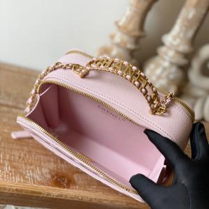 5 chanel small vanity case gold hardware light pink for women womens handbags shoulder bags 59in15cm as3228 2799 267