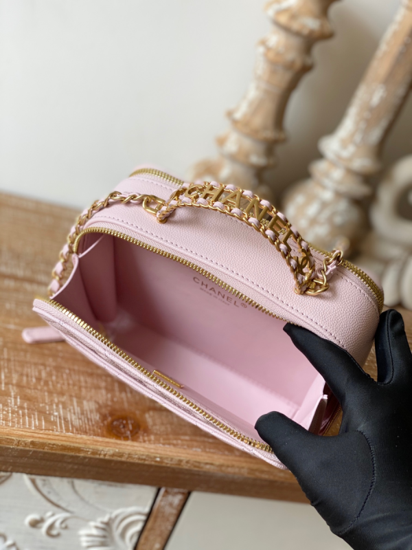 5 chanel small vanity case gold hardware light pink for women womens handbags shoulder bags 59in15cm as3228 2799 267