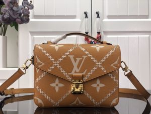 Louis Vuitton Pochette Metis Monogram Empreinte Arizona Brown For Spring, Women’s Handbags, Shoulder And Crossbody Bags 9.8in/25cm LV M46018  - 2799-287