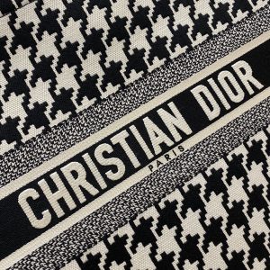 4 christian dior large dior book tote black houndstooth embroidery blackwhite for women womens handbags shoulder bags 42cm cd 2799 291