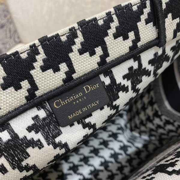 5 christian dior large dior book tote black houndstooth embroidery blackwhite for women womens handbags shoulder bags 42cm cd 2799 291