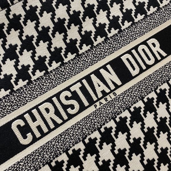 10 christian dior large dior book tote black houndstooth embroidery blackwhite for women womens handbags shoulder bags 42cm cd 2799 291