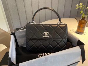 chanel classic flap bag silver hardware black 98in25cm 2799 303