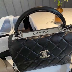 1 chanel fine classic flap bag silver hardware black 98in25cm 2799 303