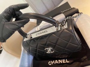 10 chanel classic flap bag silver hardware black 98in25cm 2799 303