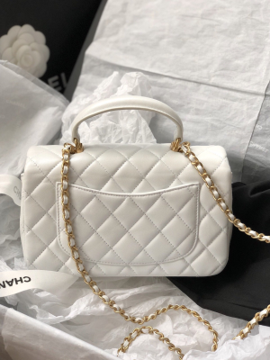 2-Chanel Mini Flap Bag With Top Handle White For Women 7.8in/20cm  - 2799-304