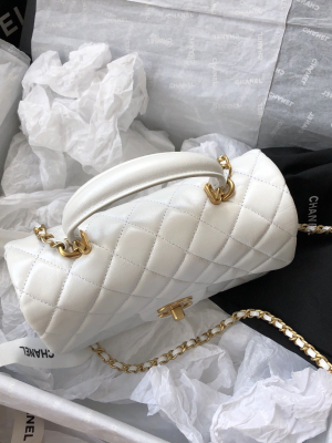 3-Chanel Mini Flap Bag With Top Handle White For Women 7.8in/20cm  - 2799-304