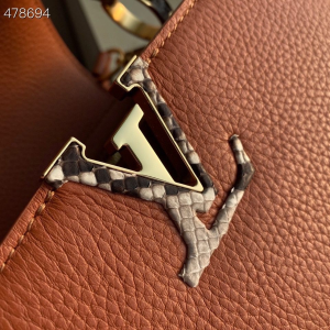 4-Louis Vuitton Woven Capucines Python Handle Bag 31cm Taurillon Leather Spring/Summer 2021 Collection N98388 Cognac  - 2799-318