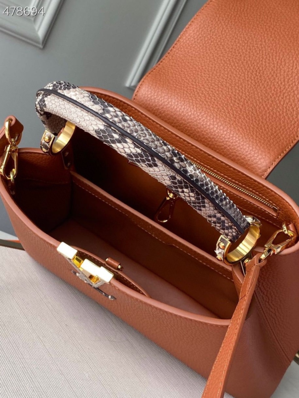 6 louis vuitton woven capucines python handle Pre-Owned bag 31cm taurillon leather springsummer 2021 collection n98388 cognac 2799 318