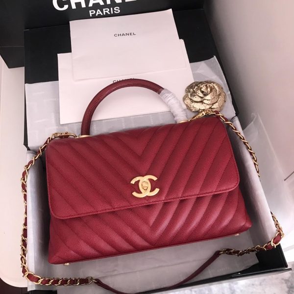 chanel Fall-Chic handbag with top handle red for women 11in28cm 2799 320