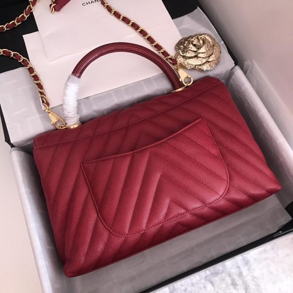 10 chanel Fall-Chic handbag with top handle red for women 11in28cm 2799 320