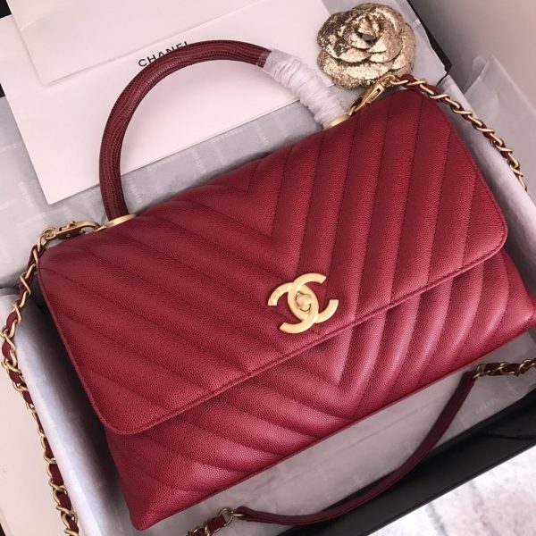 11 chanel Fall-Chic handbag with top handle red for women 11in28cm 2799 320