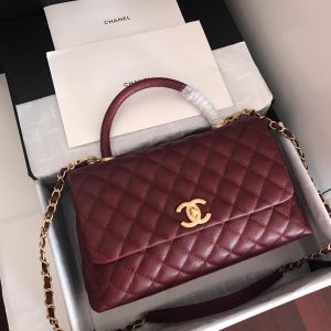 chanel Fall-Chic handbag with top handle dark red for women 11in28cm 2799 321