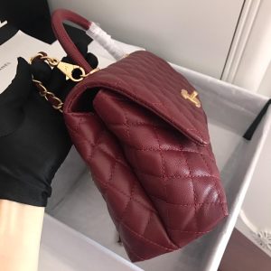 1 chanel handbag with top handle dark red for women 11in28cm 2799 321