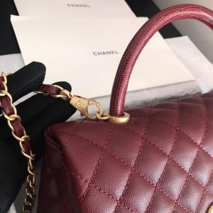 3 chanel handbag with top handle dark red for women 11in28cm 2799 321