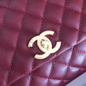 5 chanel handbag with top handle dark red for women 11in28cm 2799 321