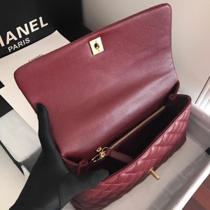 6 chanel handbag with top handle dark red for women 11in28cm 2799 321