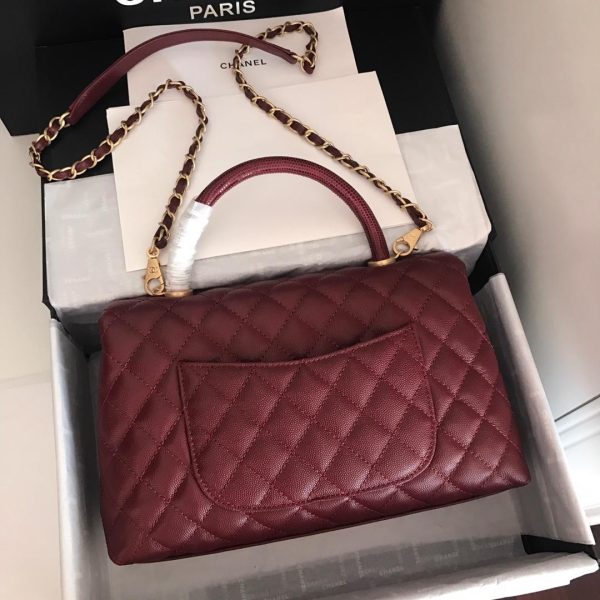 7 chanel handbag with top handle dark red for women 11in28cm 2799 321