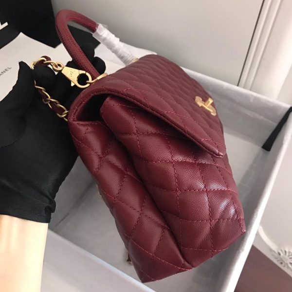 8 chanel handbag with top handle dark red for women 11in28cm 2799 321