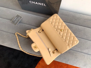 1-Chanel Classic HandBag Beige For Women 9.9in/25.5cm A01112  - 2799-323