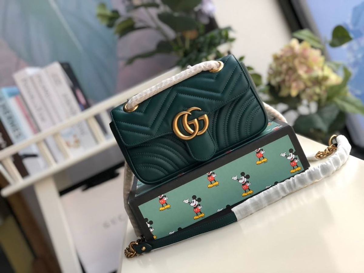 gucci marmont matelasse mini bag green matelasse chevron for women 85in22cm gg 446744 2799 325