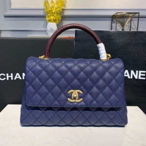 Chanel Large Flap Bag With Top Handle Blue For Women, Women’s Handbags, Shoulder And Crossbody Bags 11in/28cm A92991  - 2799