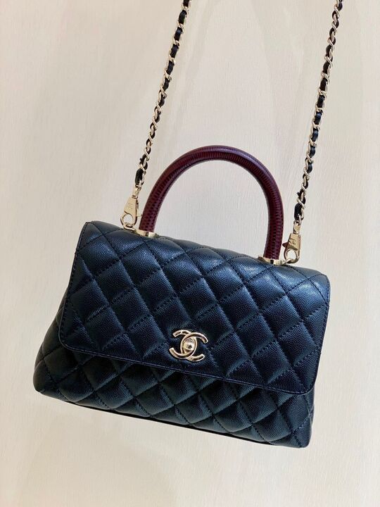 chanel medium flap bag with top handle navy blue for women womens handbags shoulder and crossbody bags 9in23cm a92990 2799 335