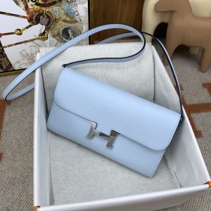 1 hermes constance long togo wallet light blue silver toned hardware bag for women womens handbags shoulder bags 81in21cm 2799 355
