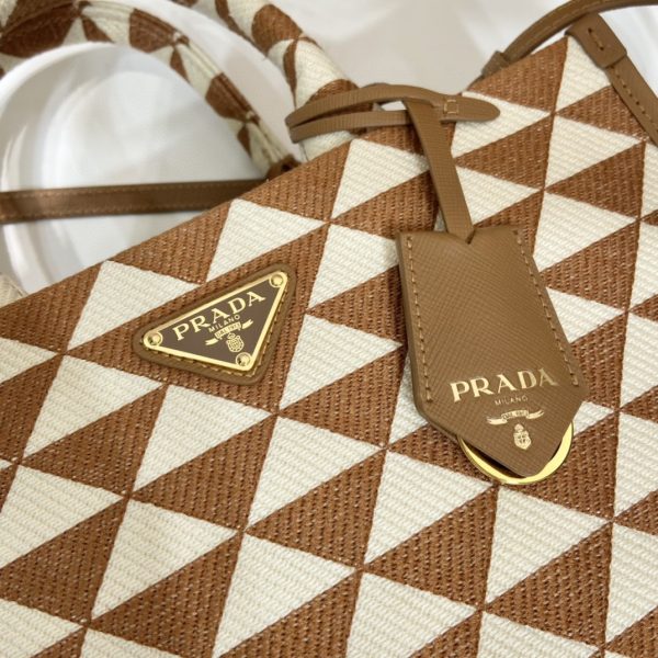 9 prada small symbole jacquard fabric handbag brownwhite for women womens bags 11in28cm 1ba354 2fkl f0i0u v ooo 2799 375