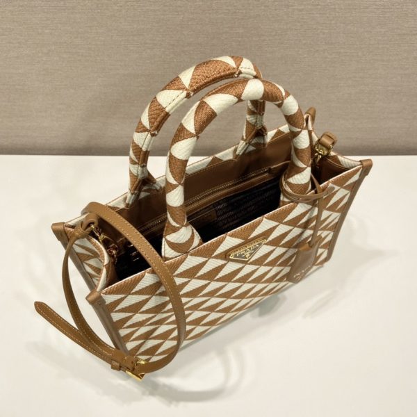 12 prada small symbole jacquard fabric handbag brownwhite for women womens bags 11in28cm 1ba354 2fkl f0i0u v ooo 2799 375