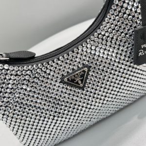 2-Prada Satin Mini-Bag With Crystals Silver For Women, Women’s Bags 8.6in/22cm 1BC515_2AWL_F0T7O_V_OOO  - 2799-376