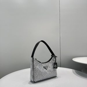 4-Prada Satin Mini-Bag With Crystals Silver For Women, Women’s Bags 8.6in/22cm 1BC515_2AWL_F0T7O_V_OOO  - 2799-376