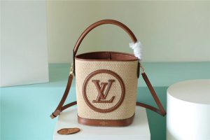 Louis Vuitton Petit Bucket Raffia Caramel Brown For Women, Women’s Bags, Shoulder And Crossbody Bags 9.4in/24cm LV M59961  - 2799-381