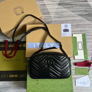 Gucci Marmont Matelasse Shoulder Bag Black For Women, Women’s Bags 9.5in/24cm GG  - 2799-387