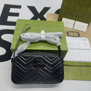 2-Gucci Marmont Matelasse Shoulder Bag Black For Women, Women’s Bags 9.5in/24cm GG  - 2799-387