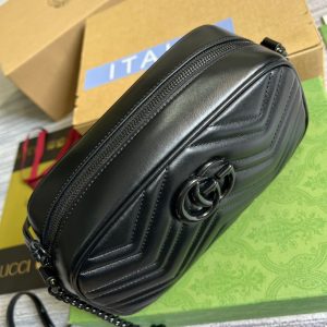 3-Gucci Marmont Matelasse Shoulder Bag Black For Women, Women’s Bags 9.5in/24cm GG  - 2799-387