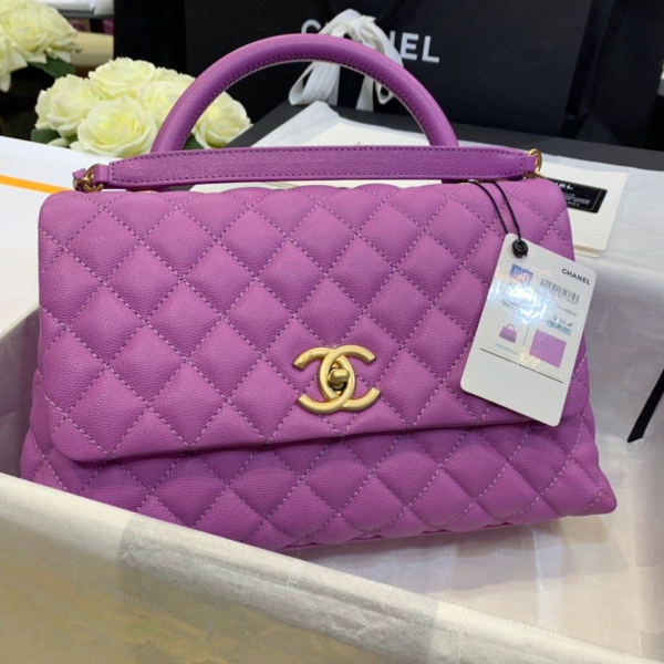 2 chanel large flap bag with top handle purple for women womens handbags shoulder and crossbody bags 11in28cm a92991 2799 398