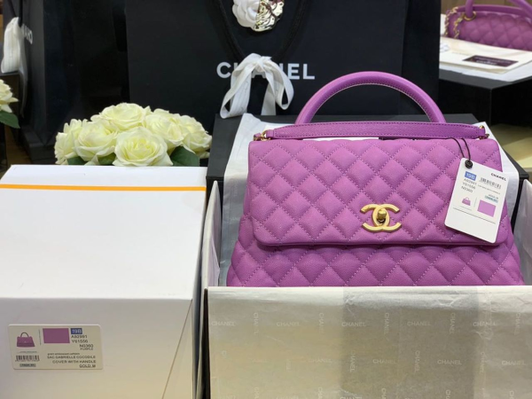 13 chanel large flap bag with top handle purple for women womens handbags shoulder and crossbody bags 11in28cm a92991 2799 398